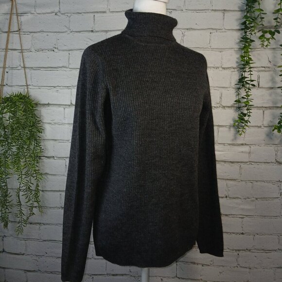 WOMENS VINTAGE CHARTER CLUB CLASSIC MERINO WOOL TURTLENECK, GRAY, SIZE LARGE - Picture 1 of 6